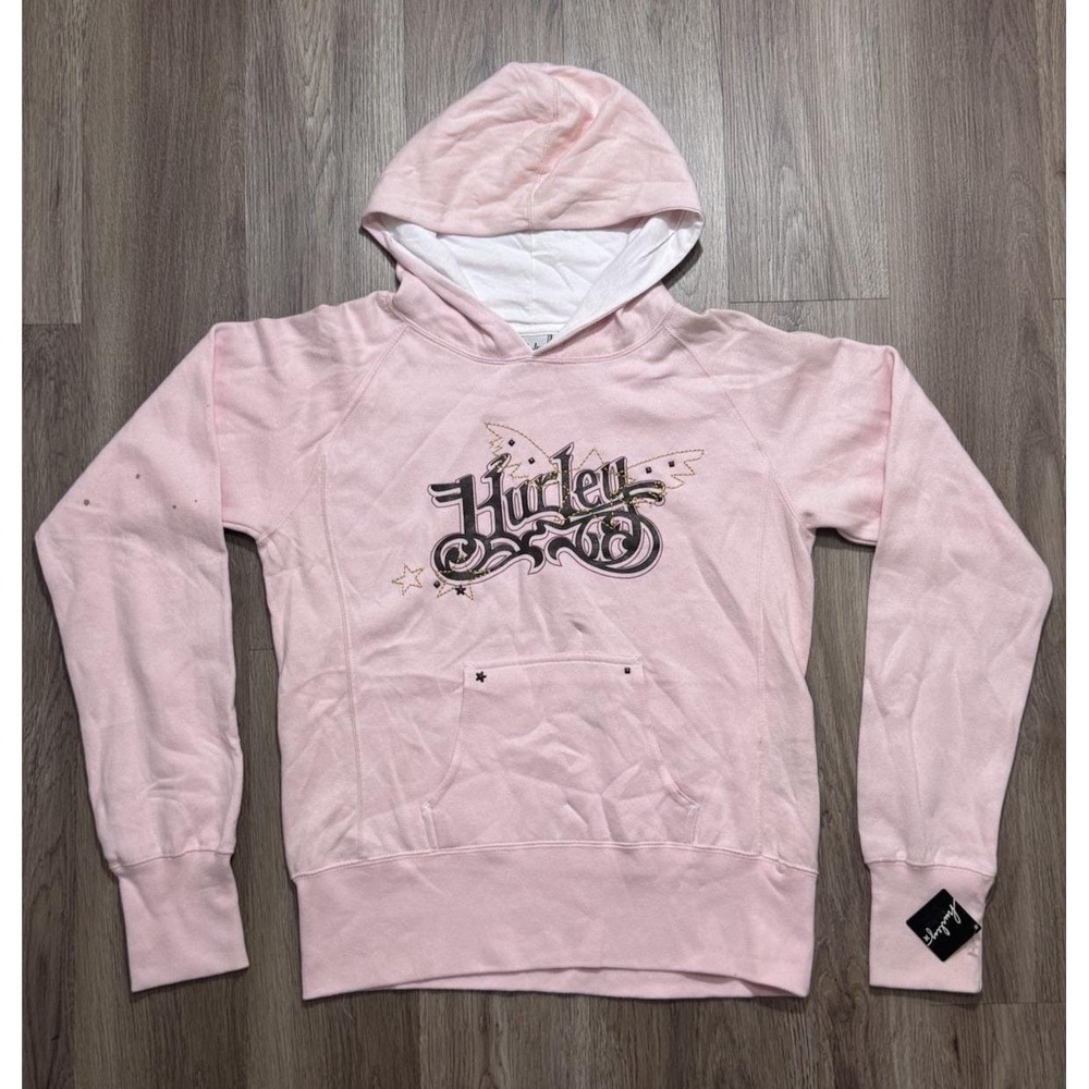 Y2K Hurley Logo Pink‎ Women Hoodie Size M